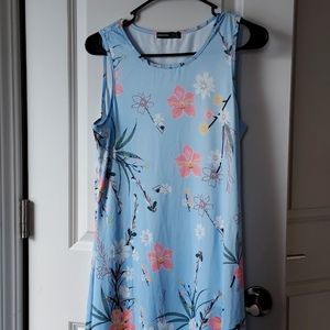 Noracora small sleeveless dress blue with flower print